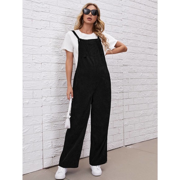 Maternity Patched Pocket Corduroy Overall Jumpsuit black - Picture 5 of 5